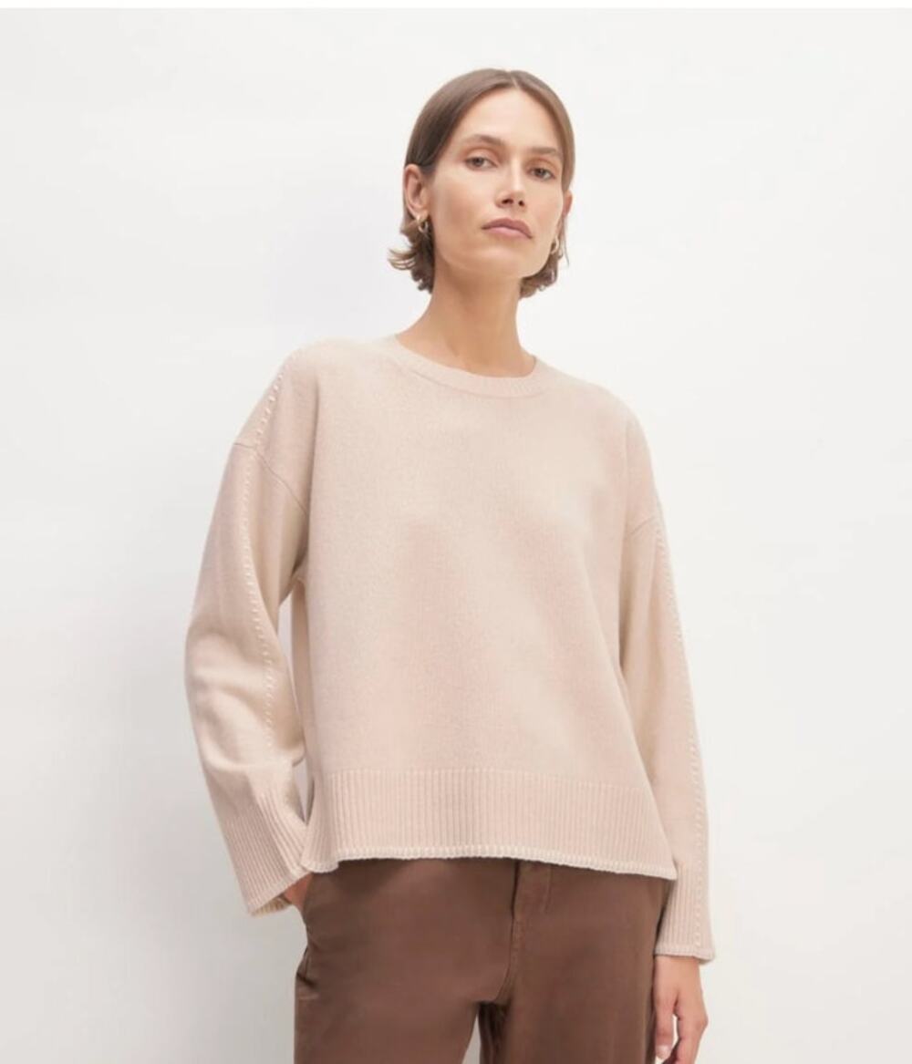 Everlane The Good Merino Wool Crewneck Sweater White Buttermilk Size Small
